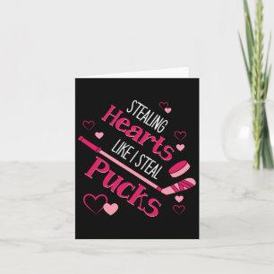 Stealing Hearts Pucks Hockey Ice Rink Valentine Da Card