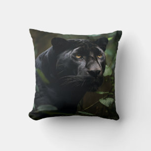 Stealth and Grace: Black Panther Throw Pillow