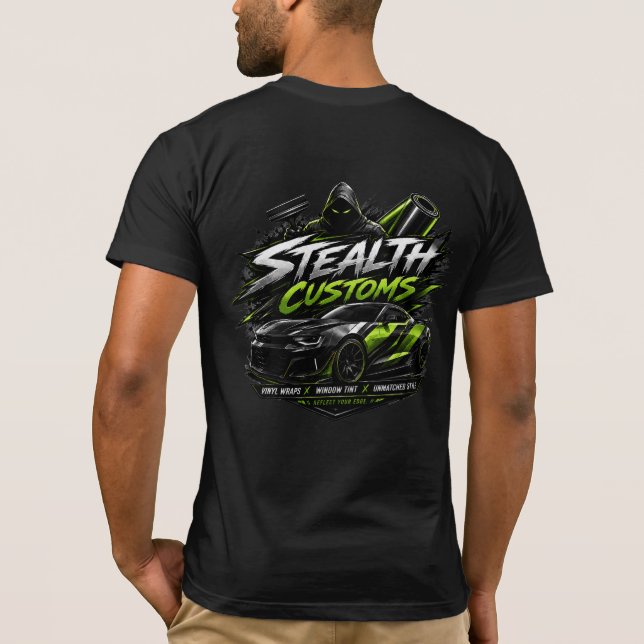 Stealth Customs Vinyl Wrap Window Tint Graphic T-Shirt (Back)