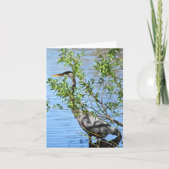 Stealthy (Great Blue Heron #2) - Blank Note Card (Front)