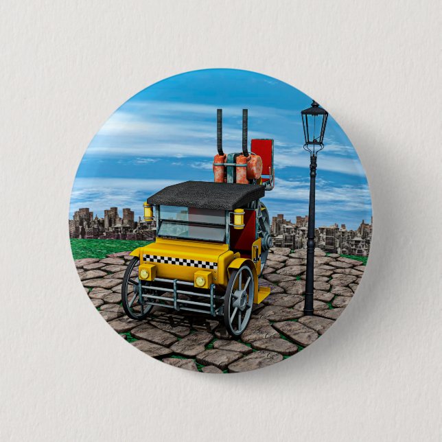 Steam Cab-Taxi 2 Inch Round Button (Front)