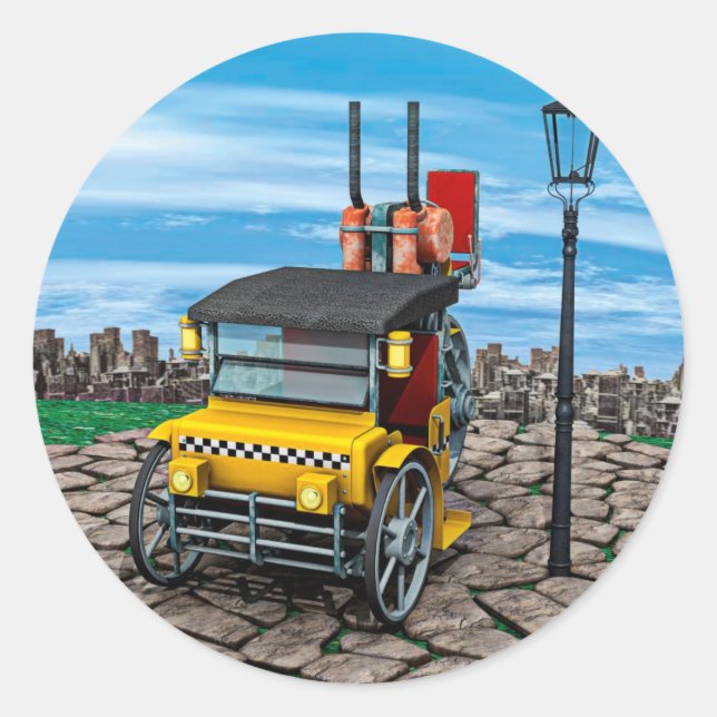 Steam Cab-Taxi Classic Round Sticker (Front)