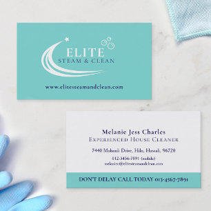 Steam Cleaning Business aqua blue white Card