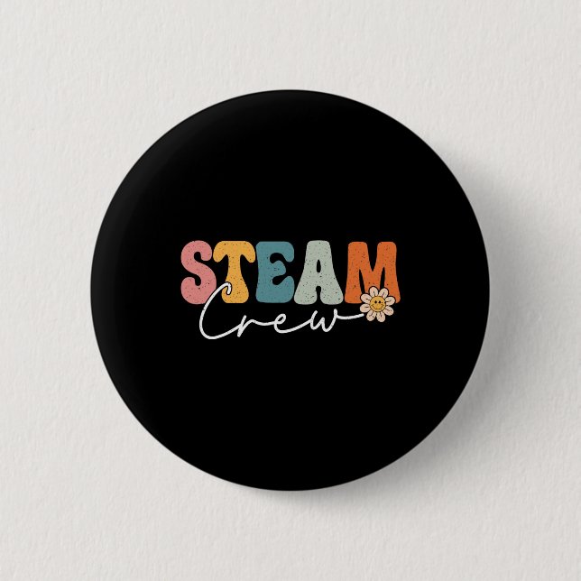 Steam Crew Back To School Science Engineering Tech 2 Inch Round Button (Front)