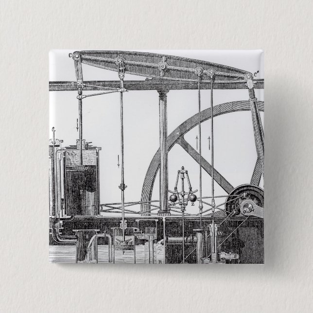 Steam Engine 2 Inch Square Button (Front)