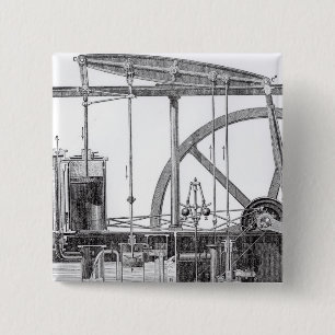Steam Engine 2 Inch Square Button