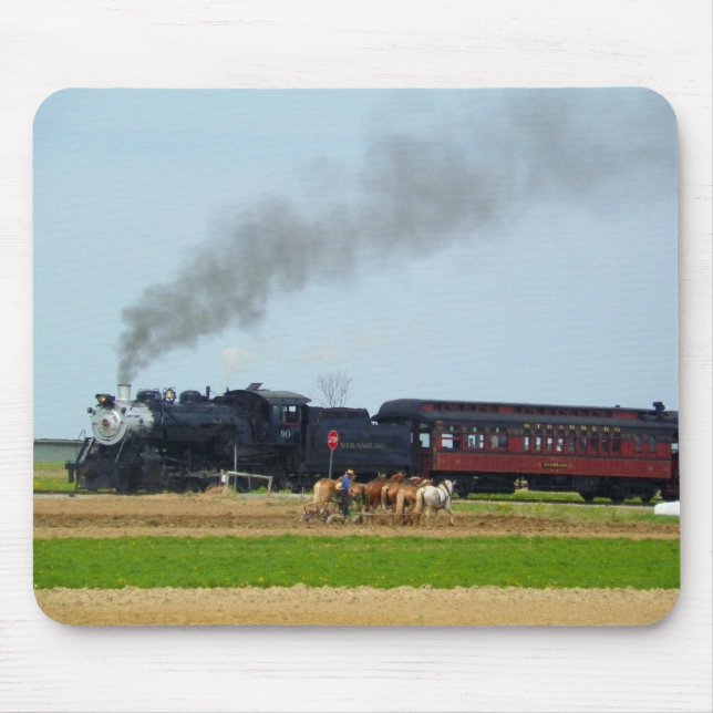Steam Engine and Amish Farmer Mouse Pad (Front)