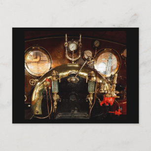 Steam Engine Cab Postcard