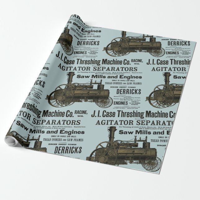 Steam Engine Farm Tractor Traction Farming Antique Wrapping Paper (Unrolled)