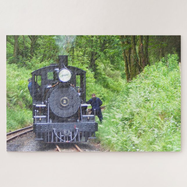 Steam engine in the forest, Wales Jigsaw Puzzle (Horizontal)