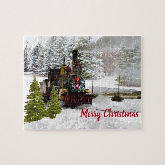 Steam Engine Locomotive Christmas Jigsaw Puzzle (Horizontal)