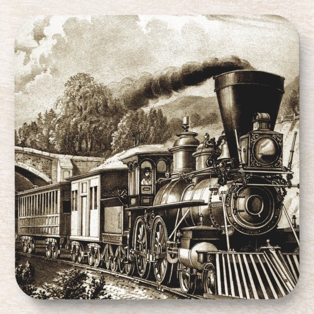 Steam engine locomotive history coaster (Front)