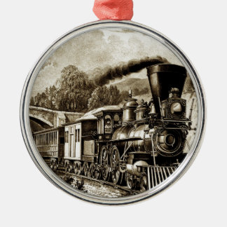 Steam engine locomotive history metal ornament