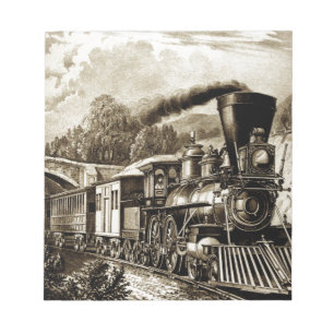 Steam engine locomotive history notepad