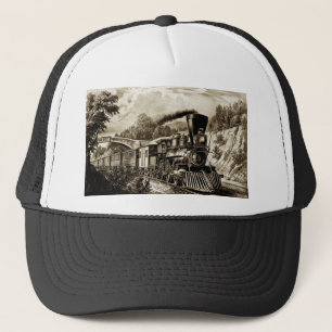 Steam engine locomotive history trucker hat