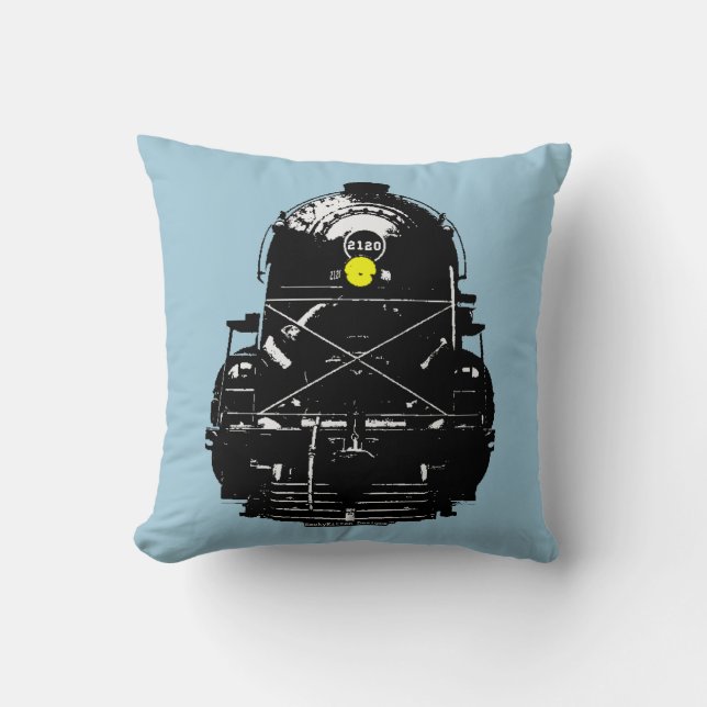 Steam Engine Locomotive Train Throw Pillow (Front)