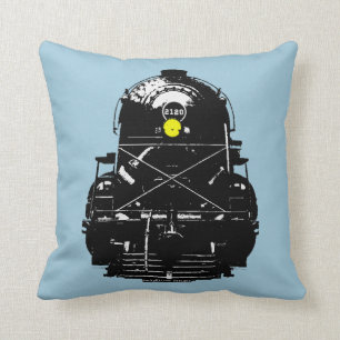 Steam Engine Locomotive Train Throw Pillow