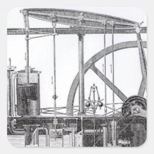 Steam Engine Square Sticker