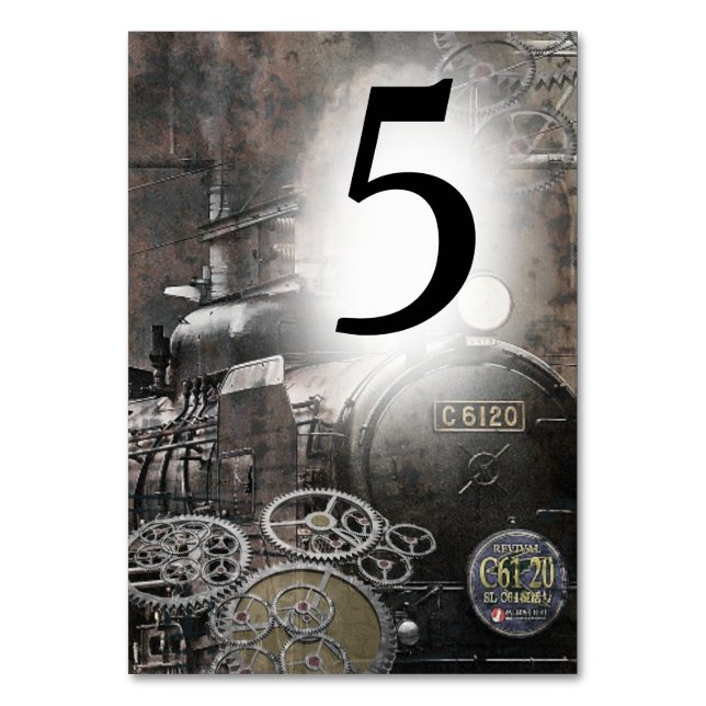 Steam Engine Steampunk Table Number (Front)