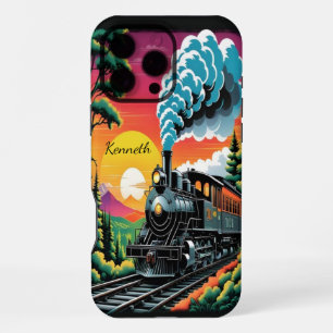 Steam Engine Sunset Journey iPhone 16 Pro Max Case