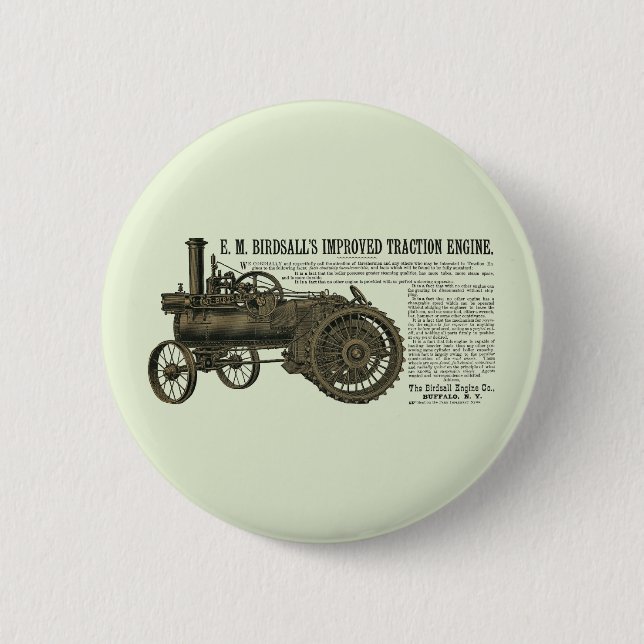 STEAM ENGINE TRACTION ENGINE FARM TRACTOR FARM 2 INCH ROUND BUTTON (Front)