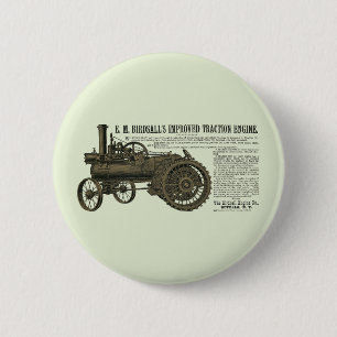 STEAM ENGINE TRACTION ENGINE FARM TRACTOR FARM 2 INCH ROUND BUTTON