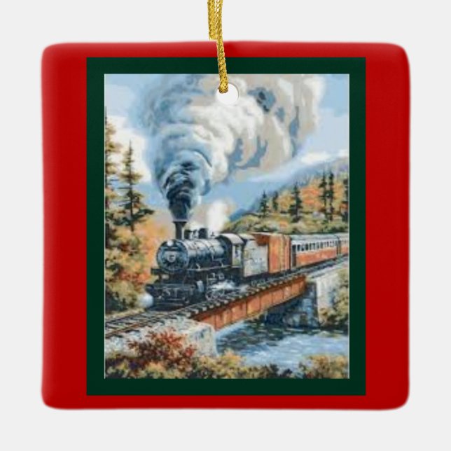 Steam Engine Train Christmas Ornament (Front)