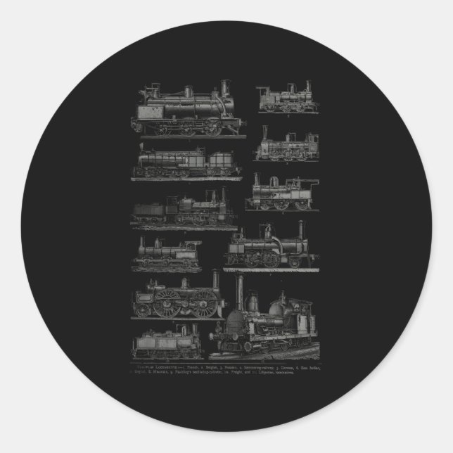 Steam Engine Train Steam Train Locomotiv Classic Round Sticker (Front)