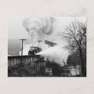 Steam Enging Crossing A Bridge Postcard