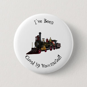 Steam locomotive cartoon illustration 2 inch round button