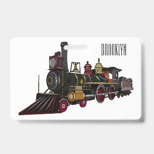 Steam locomotive cartoon illustration badge