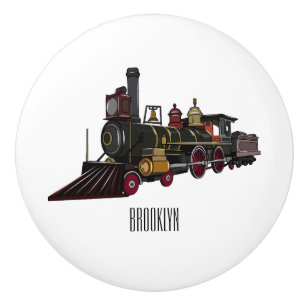 Steam locomotive cartoon illustration ceramic knob
