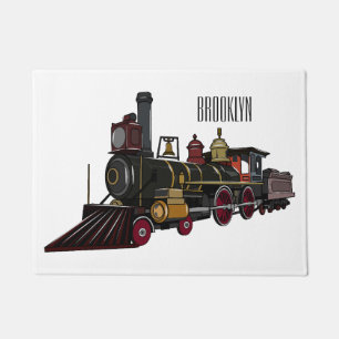 Steam locomotive cartoon illustration  doormat