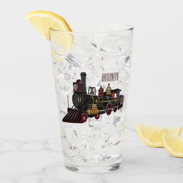 Steam locomotive cartoon illustration  glass (Front Ice)
