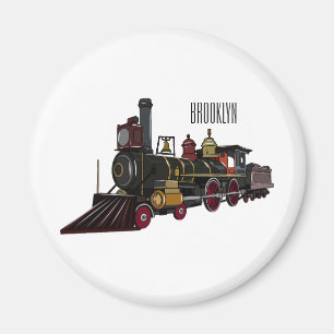 Steam locomotive cartoon illustration  magnet