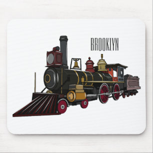 Steam locomotive cartoon illustration mouse pad