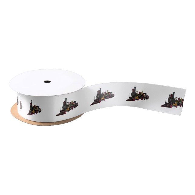 Steam locomotive cartoon illustration  satin ribbon (Spool)