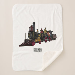 Steam locomotive cartoon illustration sherpa blanket