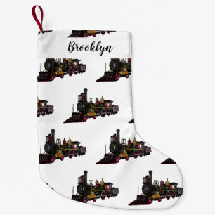 Steam locomotive cartoon illustration small christmas stocking