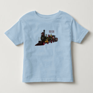 Steam locomotive cartoon illustration toddler t-shirt