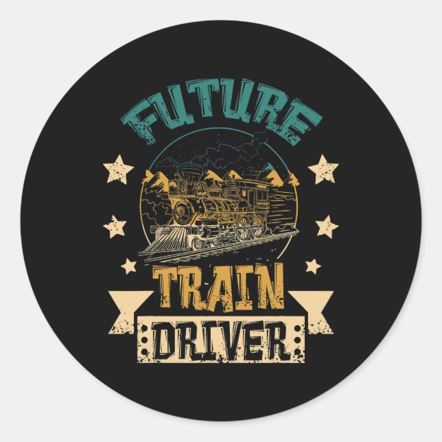 Steam locomotive Future train Driver Classic Round Sticker (Front)