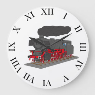steam locomotive large clock