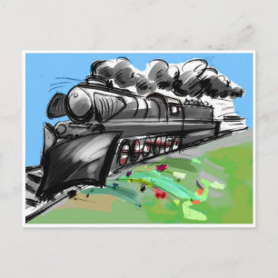 steam locomotive postcard