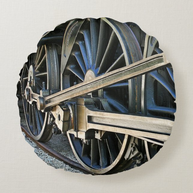 Steam Locomotive Power Railroad Train Lover Round Pillow (Front)