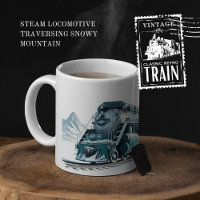 Steam Locomotive Traversing Snowy Mountain