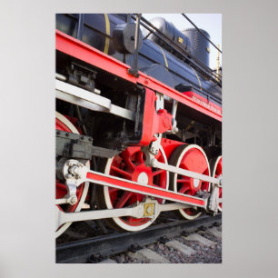 Steam locomotive wheels poster
