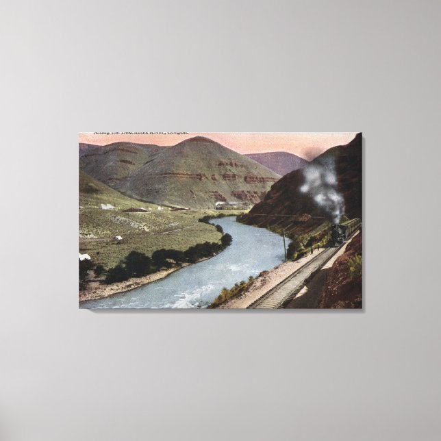 Steam Locomotives on Track Canvas Print (Front)