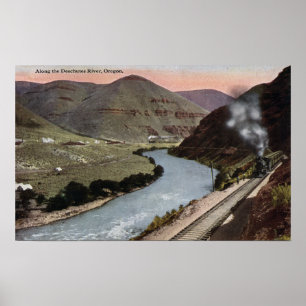 Steam Locomotives on Track Poster