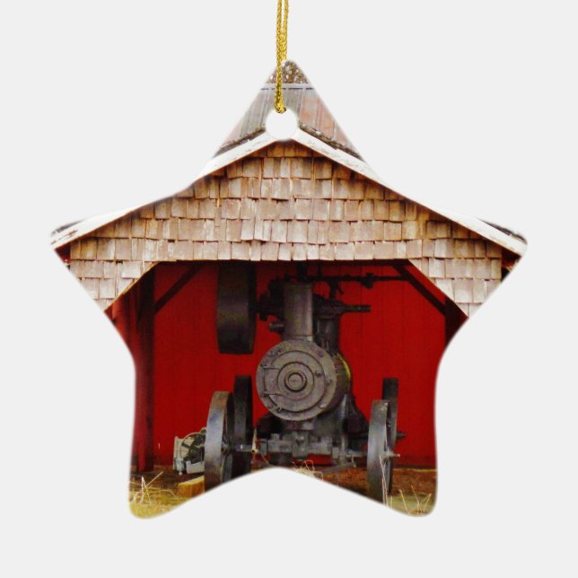 Steam powered Antique Tracter Ceramic Ornament (Front)