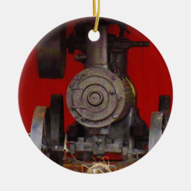 Steam powered Antique Tracter Ceramic Ornament (Front)